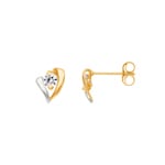 Herzohrstecker 375/9 K Gelbgold bicolor mit Zirkonia