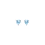 Clous d'oreilles cœur or gris 375/9 ct avec topazes bleues