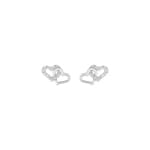 Heart Stud Earrings 375/9 K White Gold with Cubic Zirconia