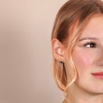 Herzohrstecker 750/18 K Gelbgold mit Amethyst rund und Diamanten 0.03 ct H/si - OR-71672-AME-GG