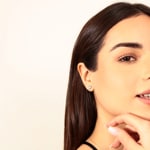 Heart Stud Earrings 750/18 K Yellow Gold with Cubic Zirconia - 180662.6ZIR