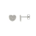 Heart Stud Earrings 750/18 K White Gold