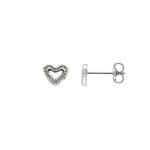 Heart Stud Earrings 750/18 K White Gold