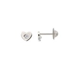 Clous d'oreilles cœur or gris 750/18 ct avec zircones