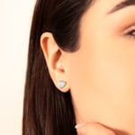 Heart Stud Earrings 750/18 K White Gold with Cubic Zirconia - 833741.6ZIR