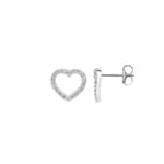Heart Stud Earrings 750/18 K White Gold with Cubic Zirconia