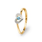 Herzring 375/9 K Gelbgold rhodiniert mit Blautopas