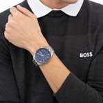 Hugo Boss Skytraveller Chronographe Argenté / Bleu - 1514216