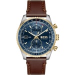 Hugo Boss Skytraveller Pro Chronograph Brown / Silvery & Blue
