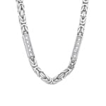 Collier chaîne royale carrée argent 925 avec zircones 7.5mm - KE-925-30301
