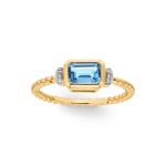 Rope Ring 750/18 K Yellow Gold with Blue Topaz and Diamonds 0.03 ct H/si - RI-73471-TOP-GG