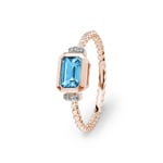 Rope Ring 750/18 K Rose Gold with Blue Topaz and Diamonds 0.03 ct H/si