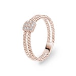 Rope Ring 750/18 K Rose Gold with Diamonds 0.12 ct H/si
