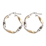Hoop Earrings 750/18 K Yellow and White Gold twisted 3mm Ø 15mm - 3558.1G
