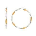 Kreolen 750/18 K Gelb-/Weissgold verdreht 3mm Ø 35mm