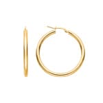 Hoop Earrings 750/18 K Yellow Gold 3mm Ø 30mm