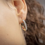 Hoop Earrings Diamondized 750/18 K Yellow Gold 3 x 1.5mm Ø 20mm - 3688G