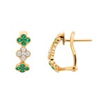 Kreolen 750/18 K Gelbgold Kleeblätter mit Smaragden und Diamanten 0.20ct - OR-03295-SMA-GG