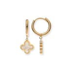 Créoles or jaune 750/18 ct avec pendentif croix en nacre