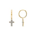 Kreolen 750/18 K Gelbgold mit Diamanten 0.12 ct H/si, Kreuz