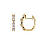 Hoop Earrings 750/18 K Yellow Gold with Diamonds 0.73 ct H/si