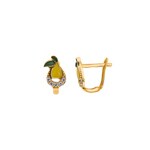 Hoop Earrings 750/18 K Yellow Gold Lemon with Lacquer & Cubic Zirconia - 17653