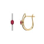 Kreolen 750/18 K Gelbgold mit Rubin oval & Diamanten 0.12 ct H/si