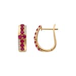 Kreolen 750/18 K Gelbgold mit Rubinen & Diamanten 0.11 ct - OR-73754-RUB-GG