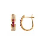 Kreolen 750/18 K Gelbgold mit Rubinen & Diamanten 0.13 ct - OR-73756-RUB-GG