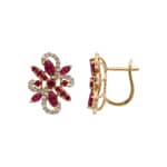 Kreolen 750/18 K Gelbgold mit Rubinen & Diamanten 0.29 ct - OR-73774-RUB-GG