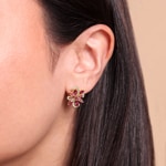 Hoop Earrings 750/18 K Yellow Gold with Rubies & Diamonds 0.29 ct - OR-73774-RUB-GG