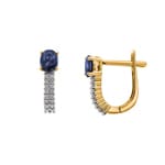 Kreolen 750/18 K Gelbgold mit Saphir oval und Diamanten 0.13 ct H/si