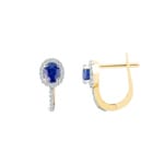 Kreolen 750/18 K Gelbgold mit Saphir oval und Diamanten 0.17 ct H/si