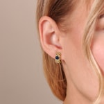 Hoop Earrings 750/18 K Yellow Gold with Sapphires and Diamonds 0.17 ct H/si - OR-46722-SAF-GG