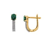 Kreolen 750/18 K Gelbgold mit Smaragd oval und Diamanten 0.13 ct H/si