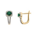Kreolen 750/18 K Gelbgold mit Smaragd oval und Diamanten 0.24 ct H/si