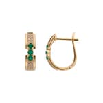 Kreolen 750/18 K Gelbgold mit Smaragden & Diamanten 0.13 ct