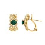 Kreolen 750/18 K Gelbgold mit Smaragden und Diamanten 0.17 ct H/si