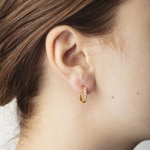 Hoop Earrings 750/18 K Yellow Gold Ø 14mm with Cubic Zirconia - 1164.03421/1400