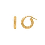 Hoop Earrings 750/18 K Yellow Gold piqued 2.5mm Ø 10mm