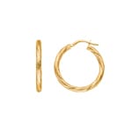 Hoop Earrings 750/18 K Yellow Gold piqued 2.5mm Ø 20mm