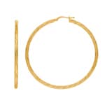 Hoop Earrings 750/18 K Yellow Gold piqued 2.5mm Ø 50mm