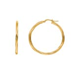 Hoop Earrings 750/18 K Yellow Gold twisted 2.5mm Ø 30mm