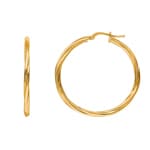 Hoop Earrings 750/18 K Yellow Gold twisted 2.5mm Ø 35mm