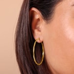 Hoop Earrings 750/18 K Yellow Gold twisted 2mm Ø 40mm - 2669.9
