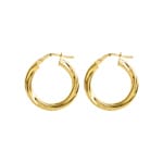 Créoles or jaune 750/18 ct torsadé 3mm Ø 15mm - 2518