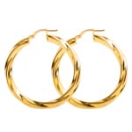 Hoop Earrings 750/18 K Yellow Gold twisted 4mm Ø 30mm - 2526