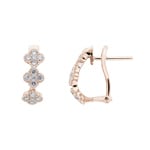 Hoop Earrings 750/18 K Rose Gold Cloverleaves with Diamonds 0.58 ct H/si