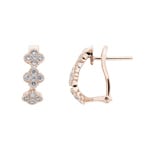Hoop Earrings 750/18 K Rose Gold Cloverleaves with Diamonds 0.58 ct H/si