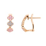 Kreolen 750/18 K Roségold Kleeblätter mit pinken Saphiren & Diamanten 0.20ct